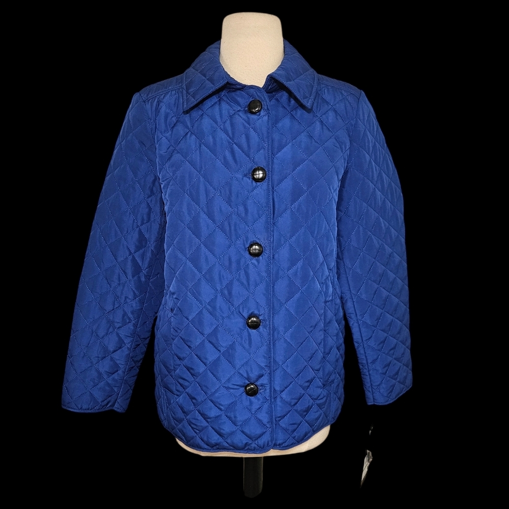 Jones of New York NWT Petite Puffy Coat Petite L blue and black